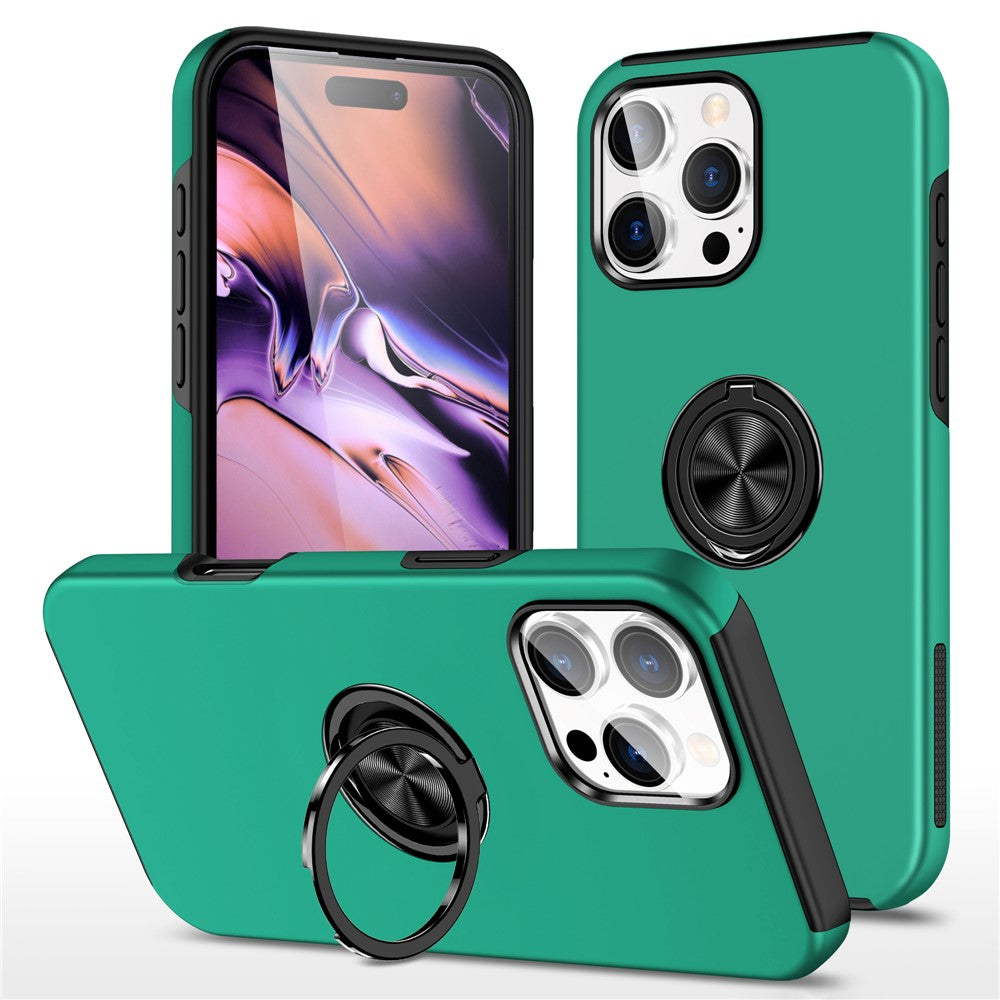 For iPhone 16 Pro Max Case with Ring Holder PC+TPU Anti-Scratch Phone Cover