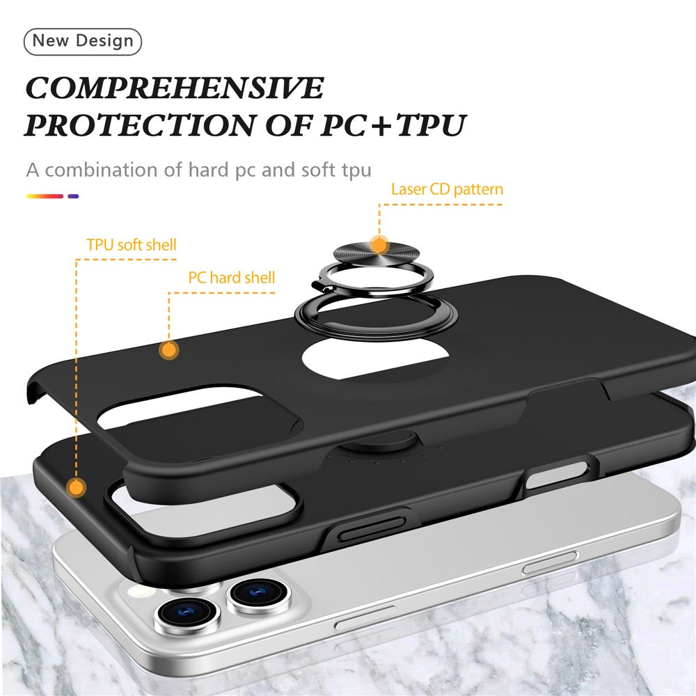 For iPhone 16 Pro Case Kickstand PC+TPU Phone Cover Magnetic Car Mount