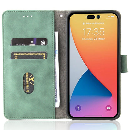 For iPhone 14 Pro Max Skin-touch Feeling PU Leather Case Stand Wallet Full Protection Inner TPU Phone Cover
