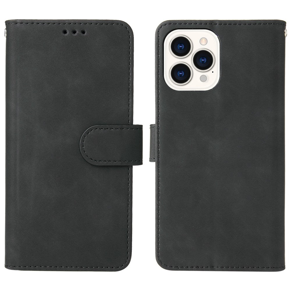 For iPhone 14 Pro Max Skin-touch Feeling PU Leather Case Stand Wallet Full Protection Inner TPU Phone Cover