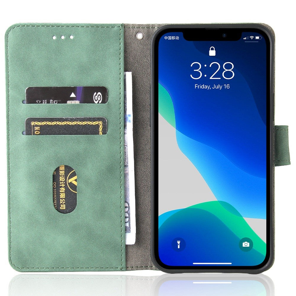 For iPhone 14 Plus PU Leather Wallet Case Skin-touch Feeling Magnetic Clasp Folio Flip Phone Stand Cover