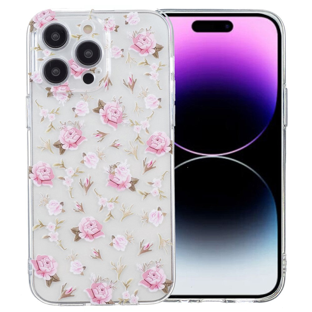 For iPhone 16 Pro Case Transparent Edge TPU Phone Cover Pattern Printing