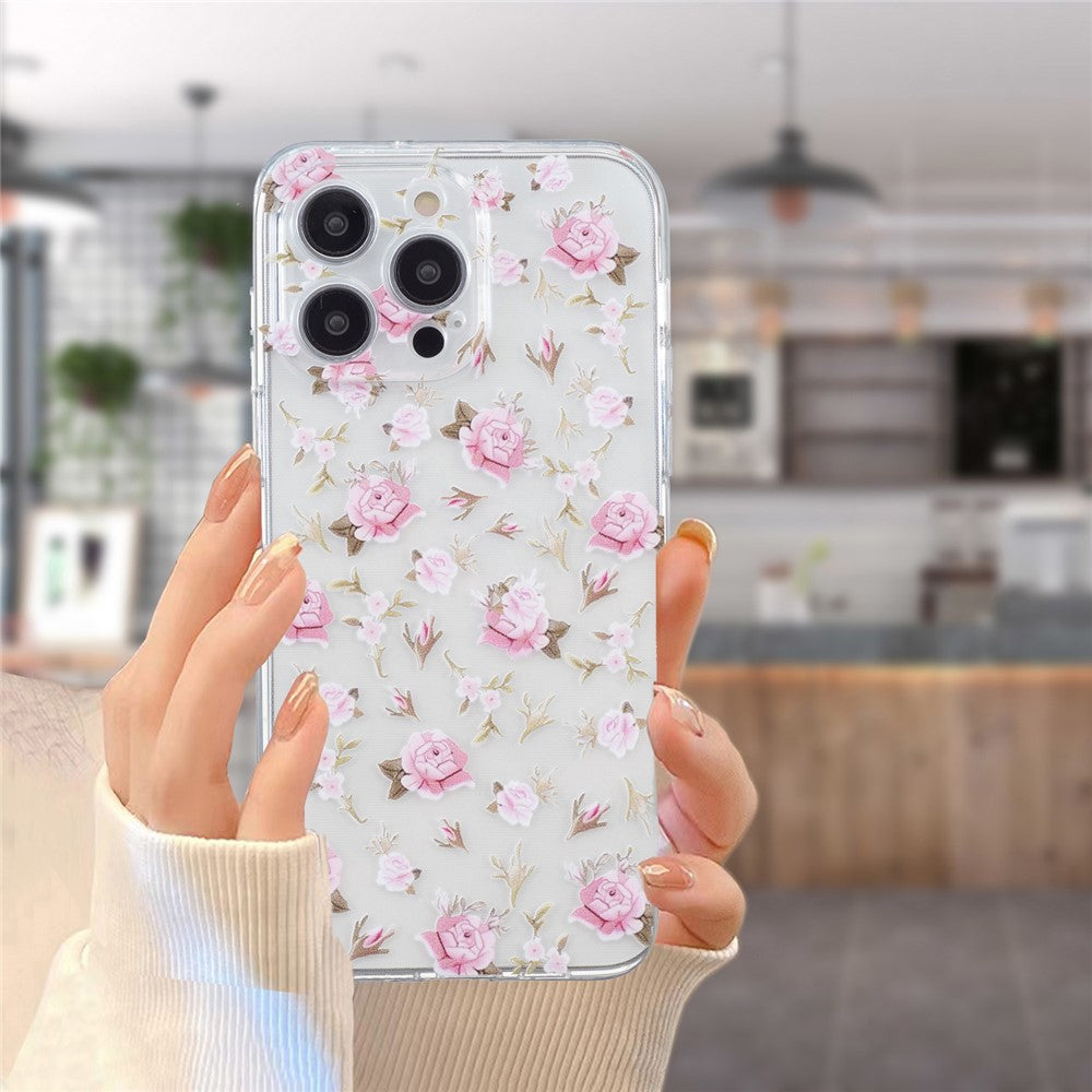 For iPhone 16 Pro Case Transparent Edge TPU Phone Cover Pattern Printing
