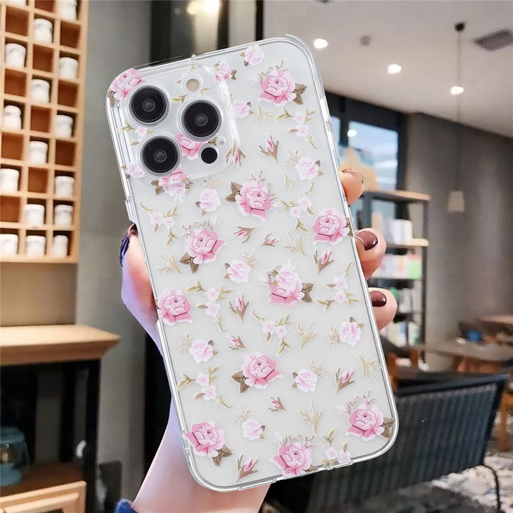 For iPhone 16 Pro Case Transparent Edge TPU Phone Cover Pattern Printing