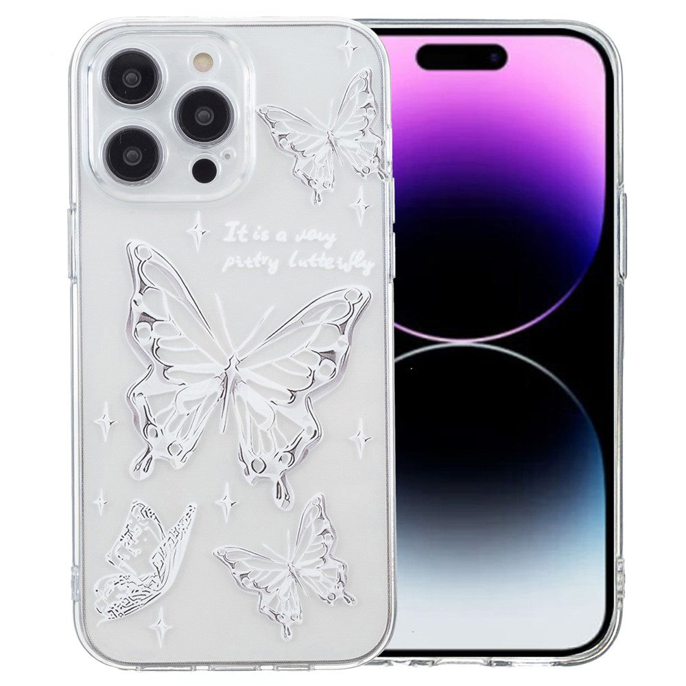 For iPhone 16 Pro Case Transparent Edge TPU Phone Cover Pattern Printing