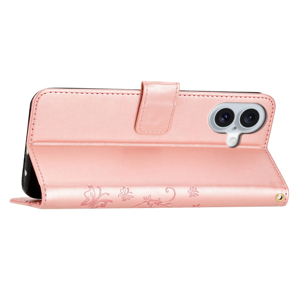 For iPhone 16 Case Flip Shockproof Butterfly Floral Leather Phone Cover