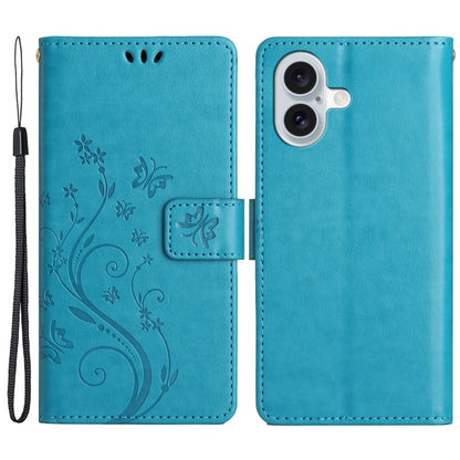 For iPhone 16 Case Flip Shockproof Butterfly Floral Leather Phone Cover