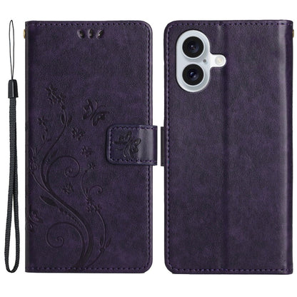 For iPhone 16 Case Flip Shockproof Butterfly Floral Leather Phone Cover