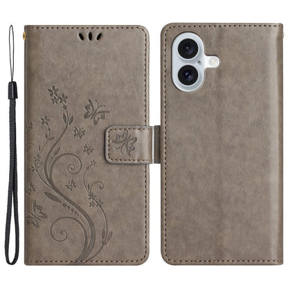 For iPhone 16 Case Flip Shockproof Butterfly Floral Leather Phone Cover