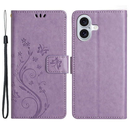 For iPhone 16 Case Flip Shockproof Butterfly Floral Leather Phone Cover