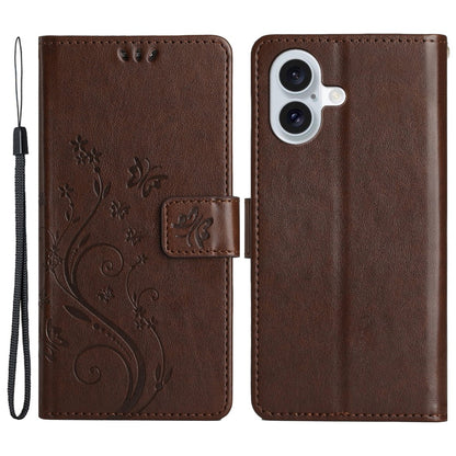 For iPhone 16 Case Flip Shockproof Butterfly Floral Leather Phone Cover