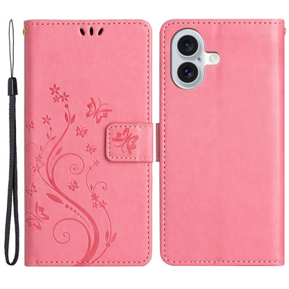 For iPhone 16 Case Flip Shockproof Butterfly Floral Leather Phone Cover
