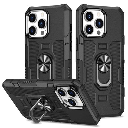 For iPhone 14 Pro Max Shockproof Phone Case Rotatable Ring Holder Kickstand Protective Phone Cover