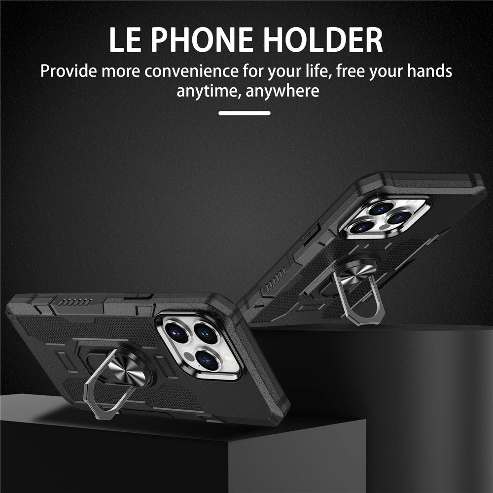 For iPhone 14 Pro Max Shockproof Phone Case Rotatable Ring Holder Kickstand Protective Phone Cover