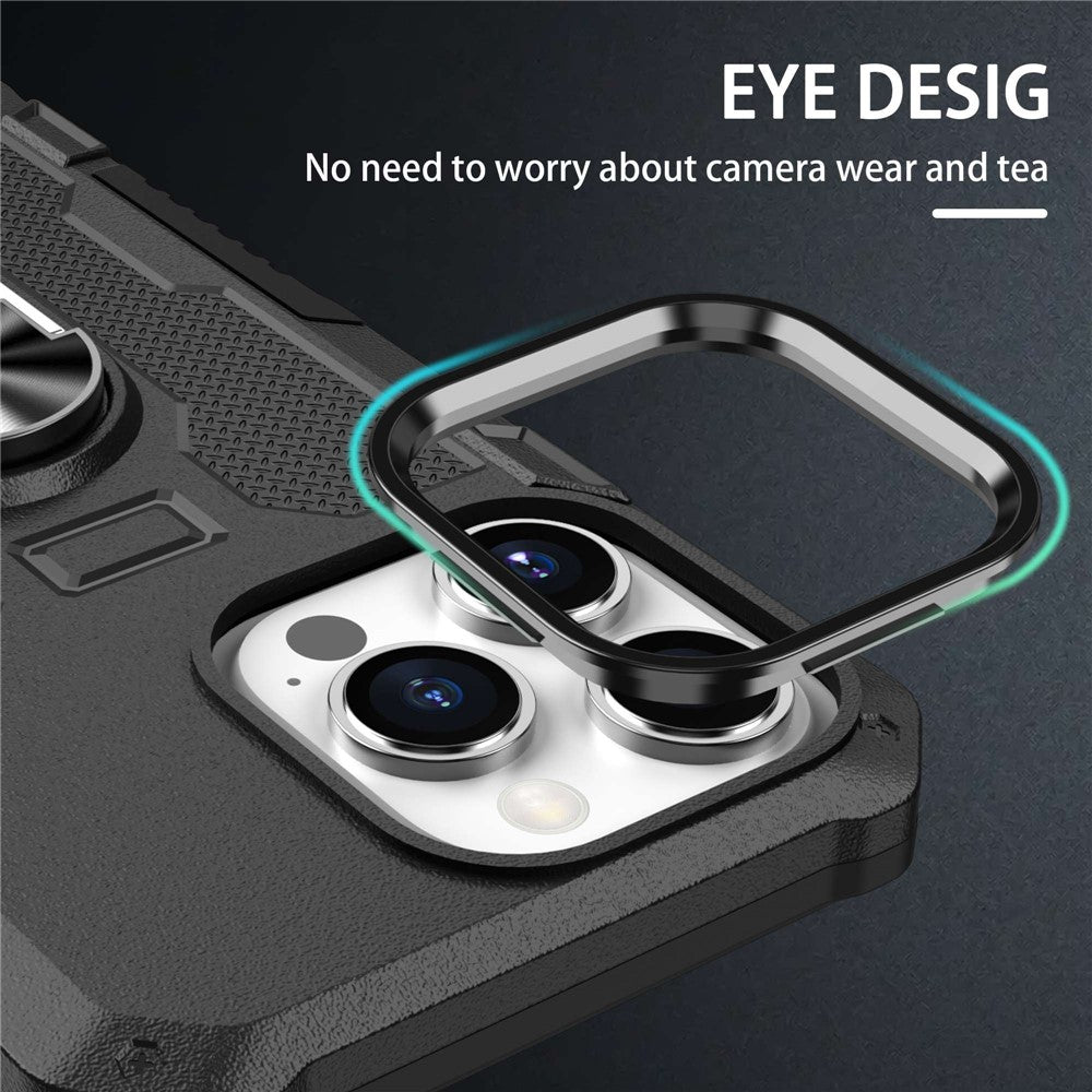 For iPhone 14 Pro Max Shockproof Phone Case Rotatable Ring Holder Kickstand Protective Phone Cover