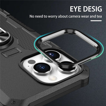 For iPhone 14 Pro Max Shockproof Phone Case Rotatable Ring Holder Kickstand Protective Phone Cover