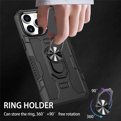 For iPhone 14 Pro Max Shockproof Phone Case Rotatable Ring Holder Kickstand Protective Phone Cover