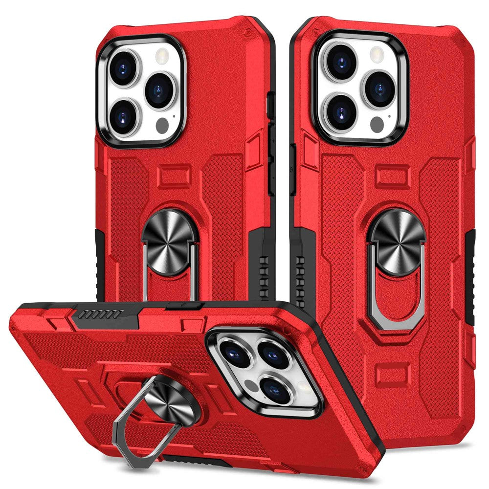 For iPhone 14 Pro Max Shockproof Phone Case Rotatable Ring Holder Kickstand Protective Phone Cover