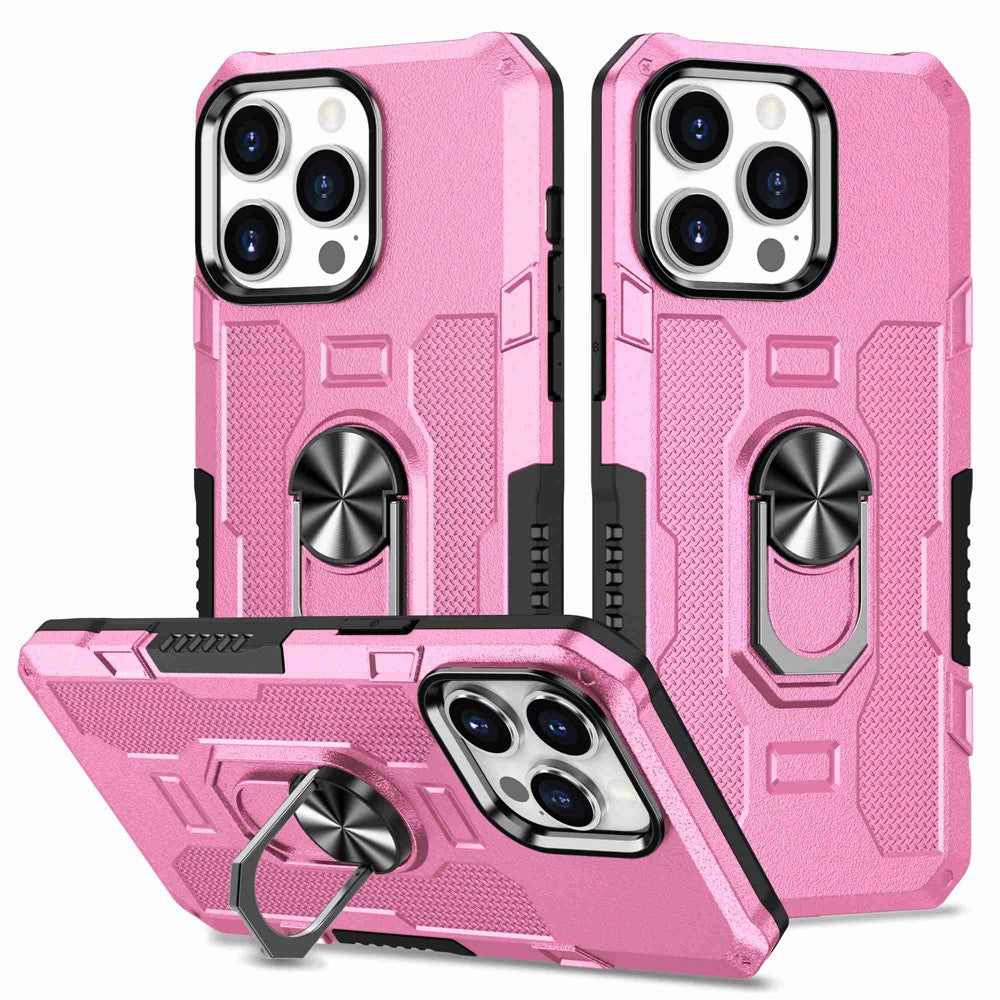 For iPhone 14 Pro Max Shockproof Phone Case Rotatable Ring Holder Kickstand Protective Phone Cover