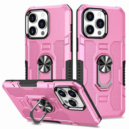 For iPhone 14 Pro Max Shockproof Phone Case Rotatable Ring Holder Kickstand Protective Phone Cover