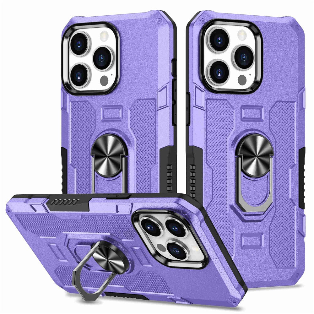 For iPhone 14 Pro Max Shockproof Phone Case Rotatable Ring Holder Kickstand Protective Phone Cover