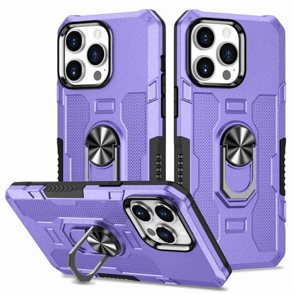 For iPhone 14 Pro Max Shockproof Phone Case Rotatable Ring Holder Kickstand Protective Phone Cover