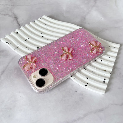 For iPhone 14 Plus Glitter Case 3D Butterflies Epoxy TPU Shockproof Cover