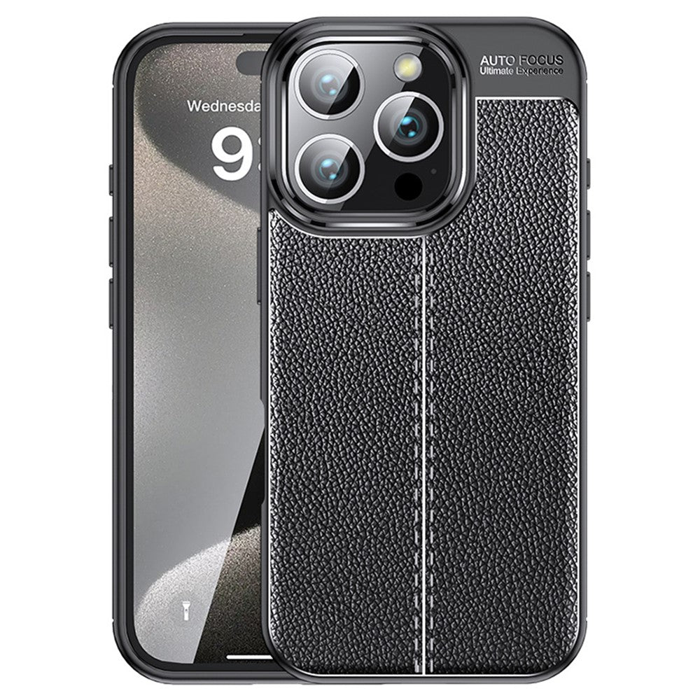 For iPhone 16 Pro Case Litchi Texture Shockproof TPU Phone Cover