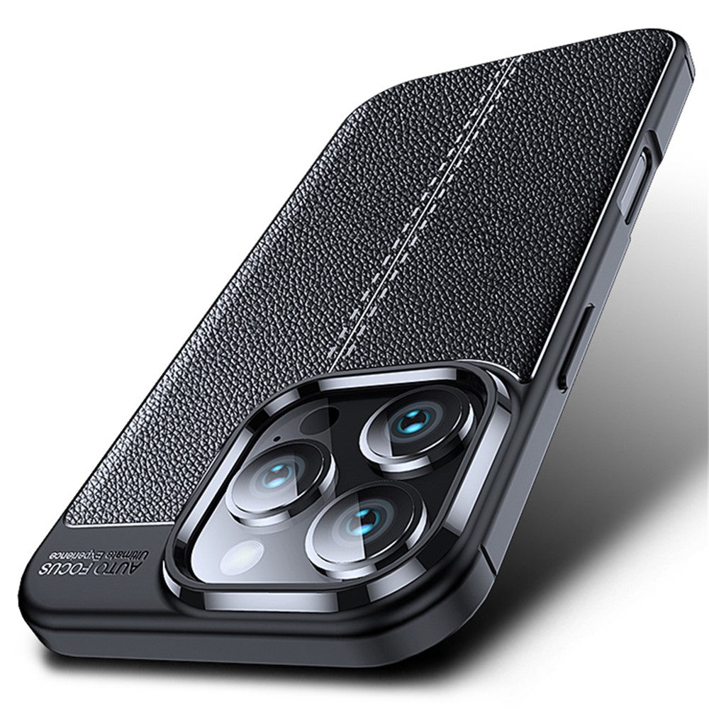 For iPhone 16 Pro Case Litchi Texture Shockproof TPU Phone Cover