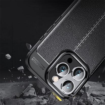 For iPhone 16 Pro Case Litchi Texture Shockproof TPU Phone Cover