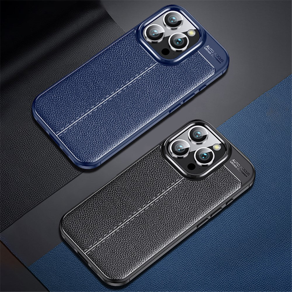 For iPhone 16 Pro Case Litchi Texture Shockproof TPU Phone Cover