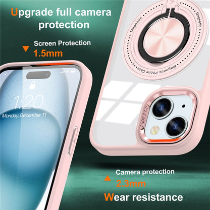 For iPhone 14 Plus Case Magnetic Kickstand TPU Frame Hard PC Clear Phone Cover