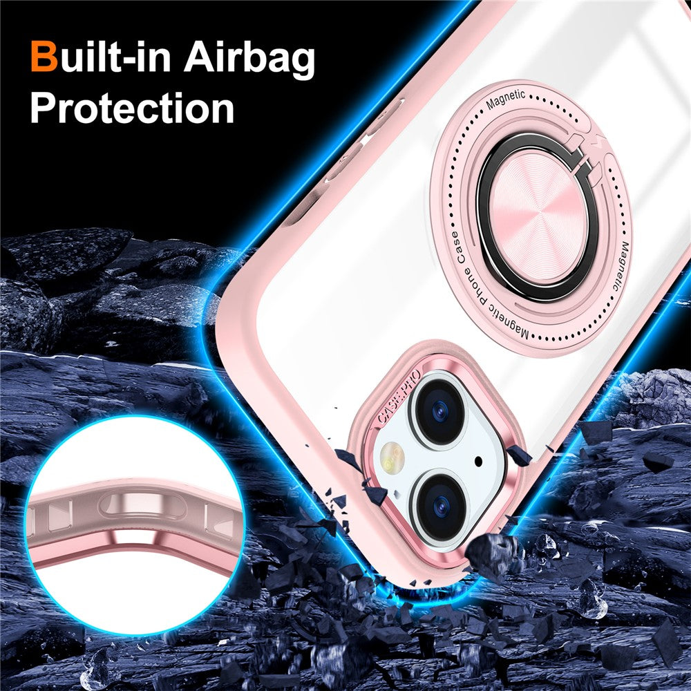 For iPhone 14 Plus Case Magnetic Kickstand TPU Frame Hard PC Clear Phone Cover