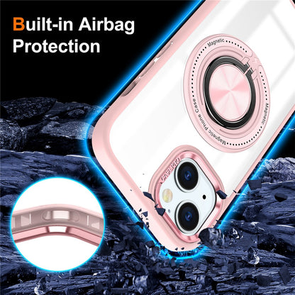 For iPhone 14 Plus Case Magnetic Kickstand TPU Frame Hard PC Clear Phone Cover