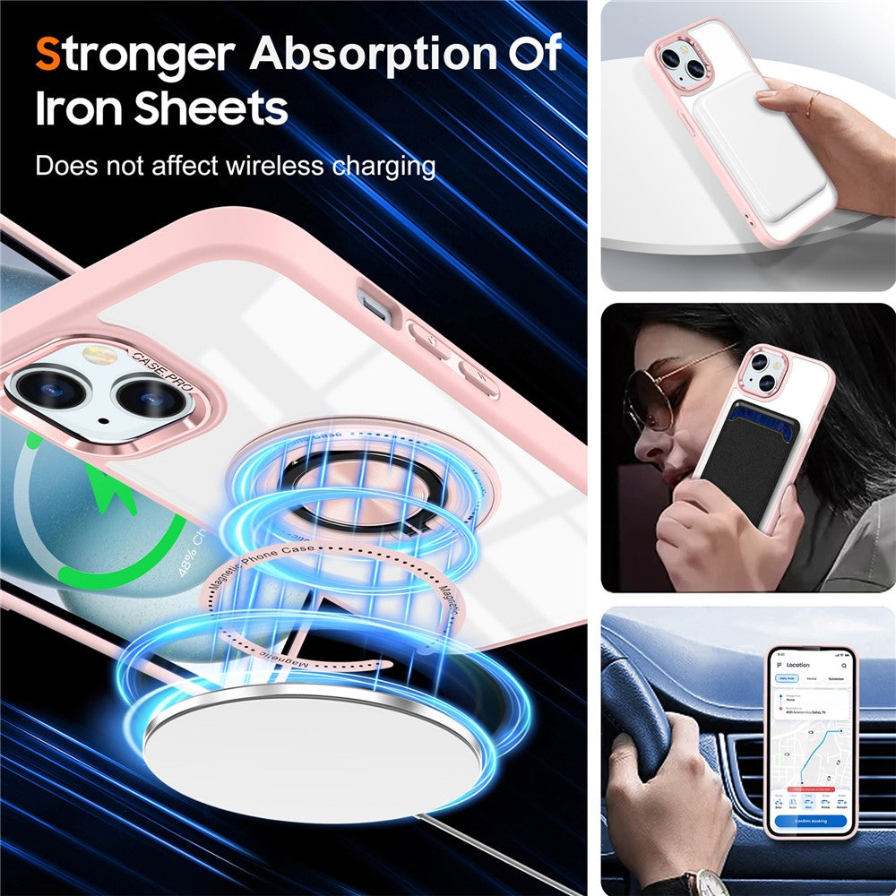For iPhone 14 Plus Case Magnetic Kickstand TPU Frame Hard PC Clear Phone Cover