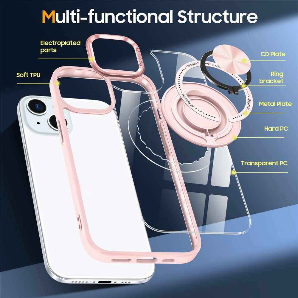 For iPhone 14 Plus Case Magnetic Kickstand TPU Frame Hard PC Clear Phone Cover