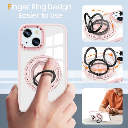For iPhone 14 Plus Case Magnetic Kickstand TPU Frame Hard PC Clear Phone Cover