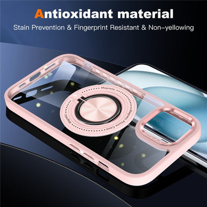 For iPhone 14 Plus Case Magnetic Kickstand TPU Frame Hard PC Clear Phone Cover