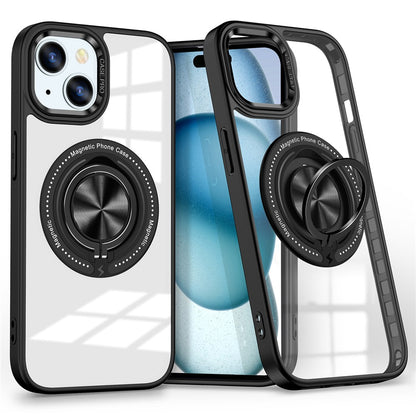 For iPhone 14 Plus Case Magnetic Kickstand TPU Frame Hard PC Clear Phone Cover