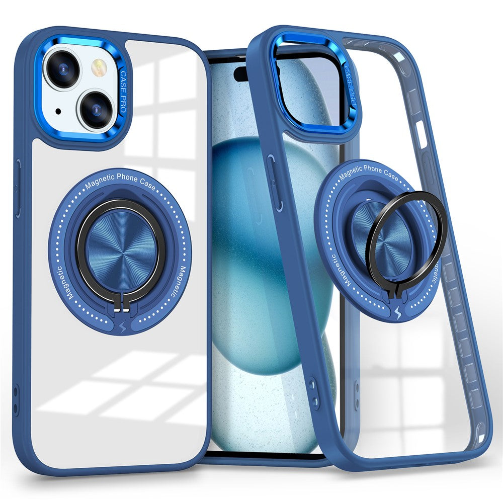 For iPhone 14 Plus Case Magnetic Kickstand TPU Frame Hard PC Clear Phone Cover