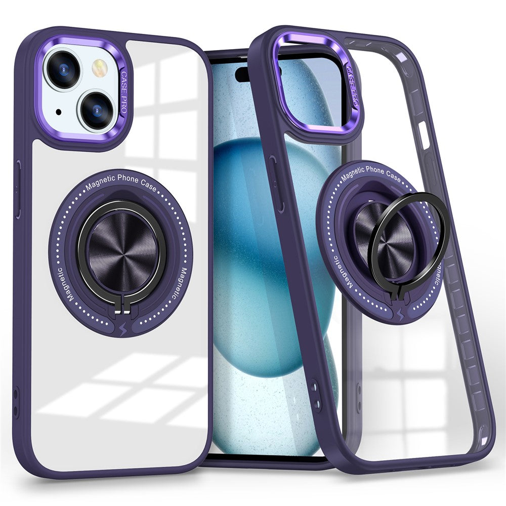 For iPhone 14 Plus Case Magnetic Kickstand TPU Frame Hard PC Clear Phone Cover
