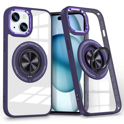 For iPhone 14 Plus Case Magnetic Kickstand TPU Frame Hard PC Clear Phone Cover