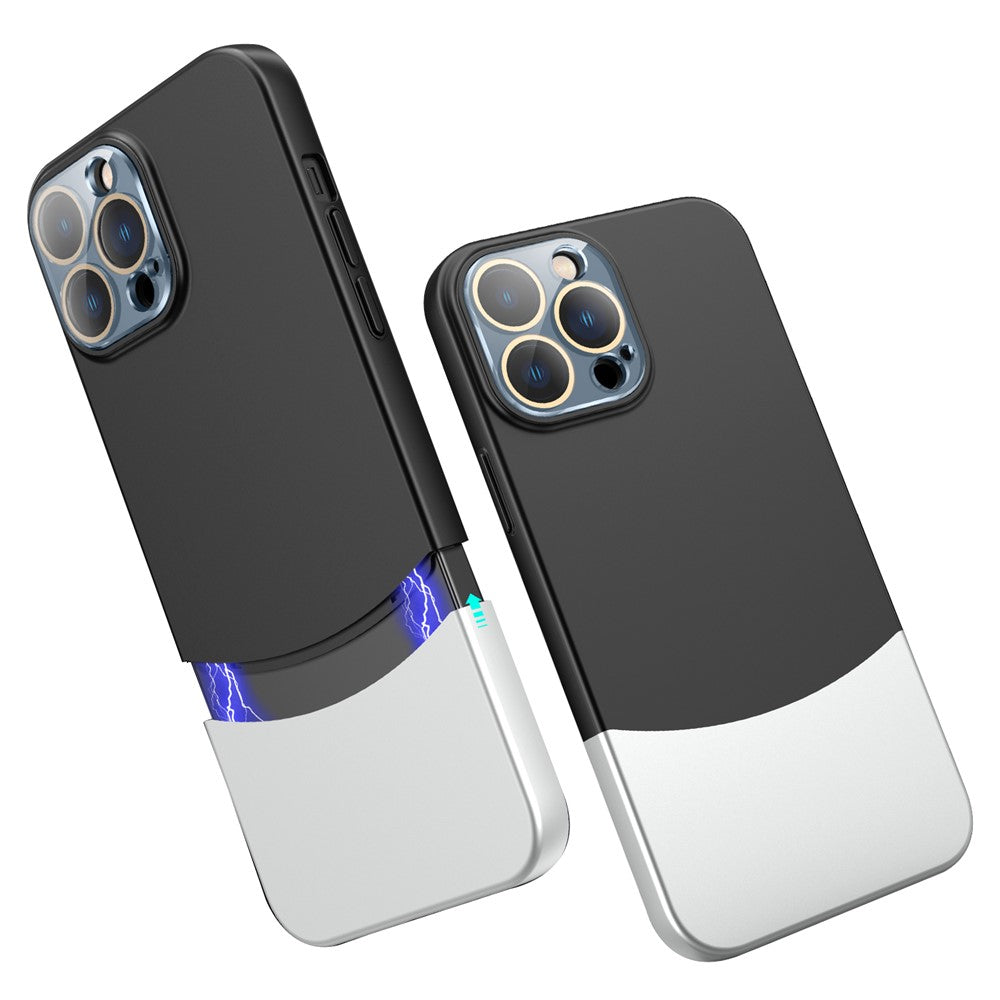 For iPhone 14 Pro Phone Case Splicing Colors Detachable 2-In-1 PC Phone Cover with Glass Lens Film