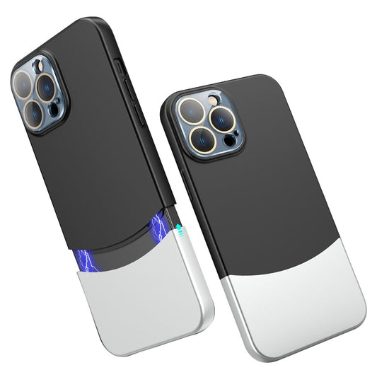For iPhone 14 Pro Phone Case Splicing Colors Detachable 2-In-1 PC Phone Cover with Glass Lens Film