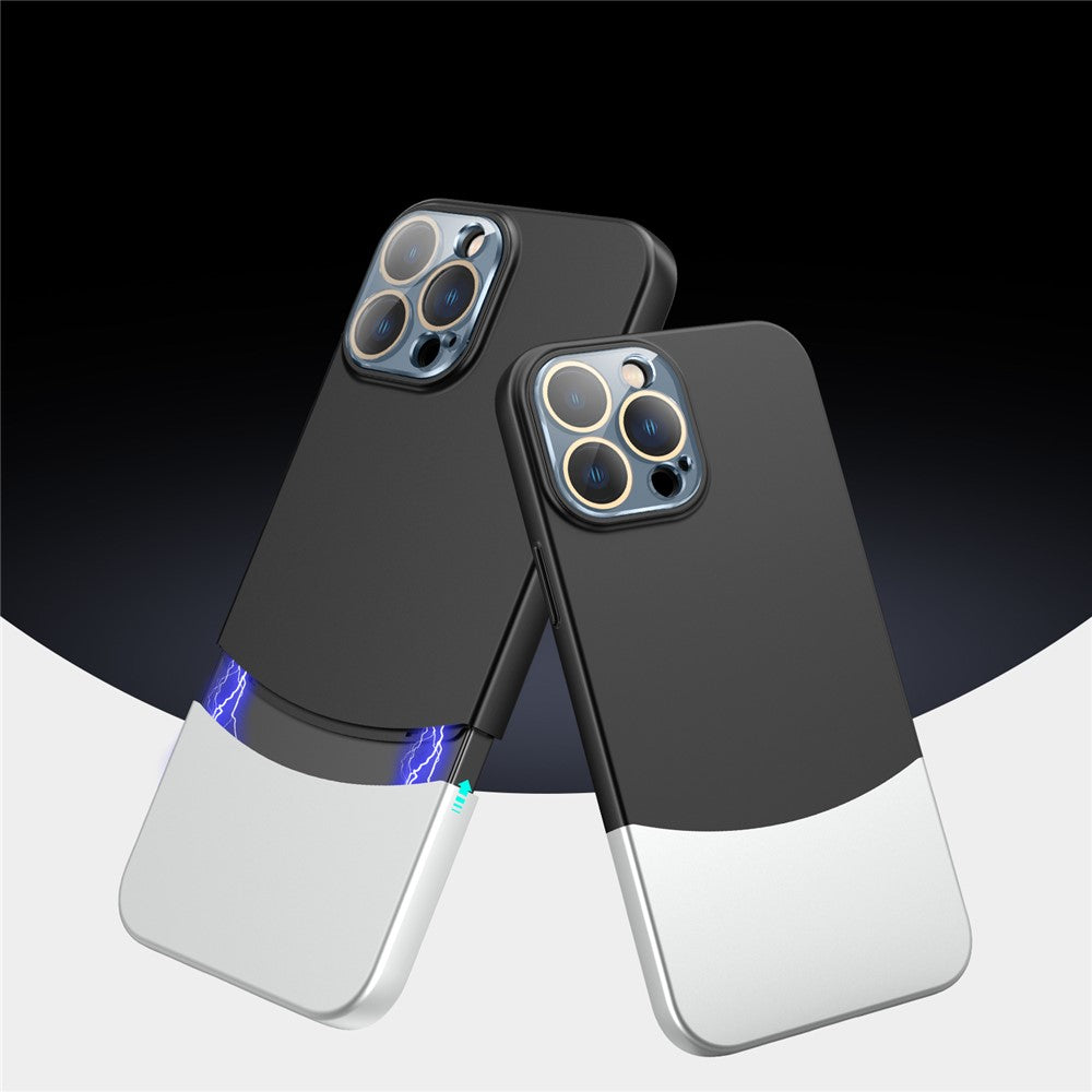 For iPhone 14 Pro Phone Case Splicing Colors Detachable 2-In-1 PC Phone Cover with Glass Lens Film