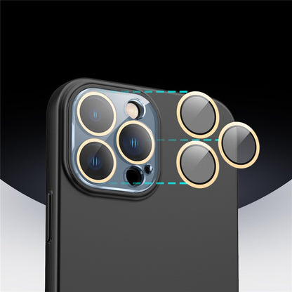 For iPhone 14 Pro Phone Case Splicing Colors Detachable 2-In-1 PC Phone Cover with Glass Lens Film