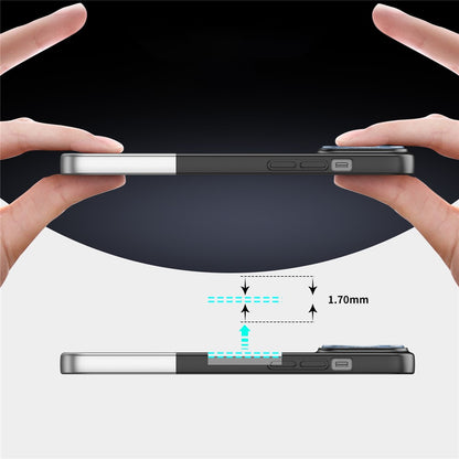 For iPhone 14 Pro Phone Case Splicing Colors Detachable 2-In-1 PC Phone Cover with Glass Lens Film