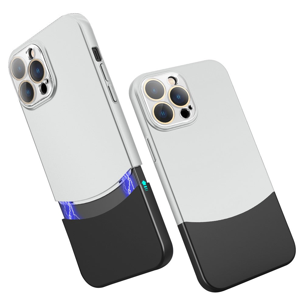 For iPhone 14 Pro Phone Case Splicing Colors Detachable 2-In-1 PC Phone Cover with Glass Lens Film