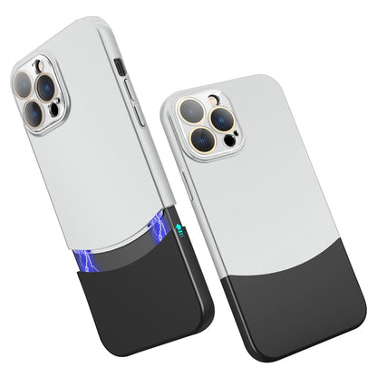 For iPhone 14 Pro Phone Case Splicing Colors Detachable 2-In-1 PC Phone Cover with Glass Lens Film