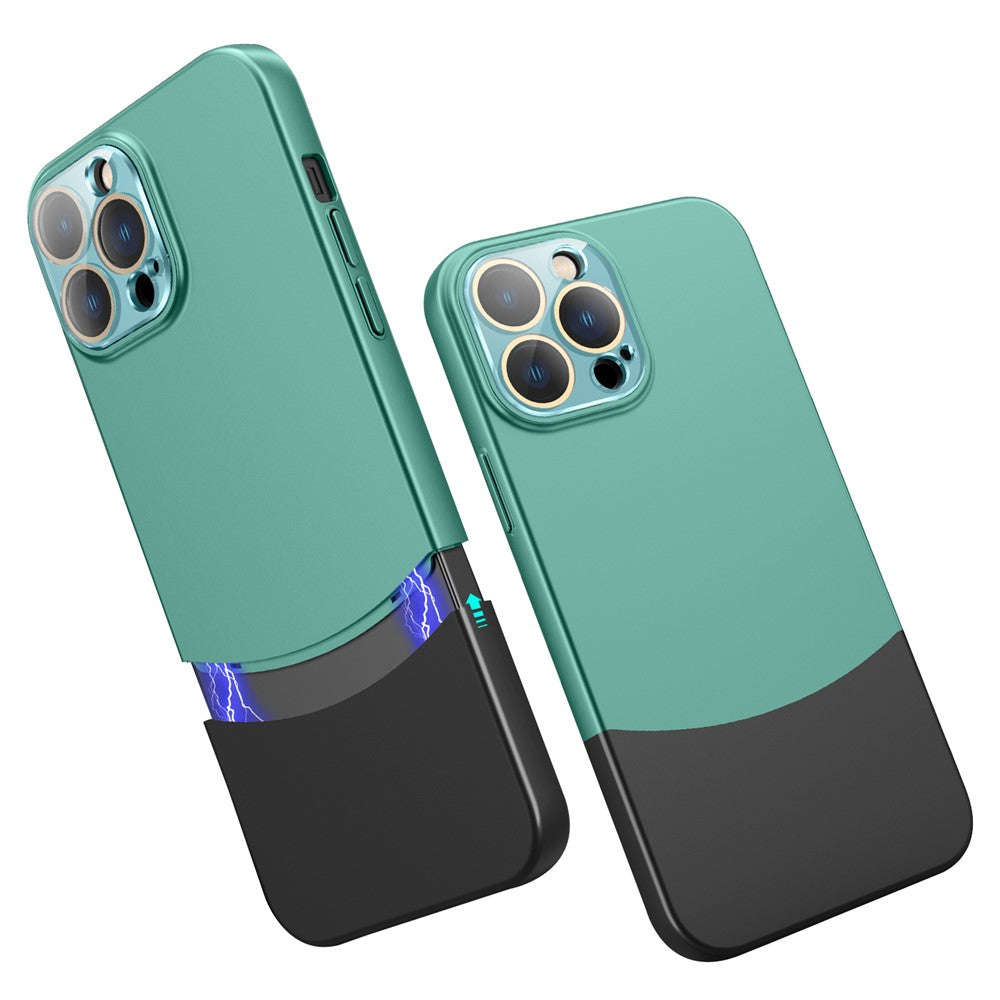 For iPhone 14 Pro Phone Case Splicing Colors Detachable 2-In-1 PC Phone Cover with Glass Lens Film